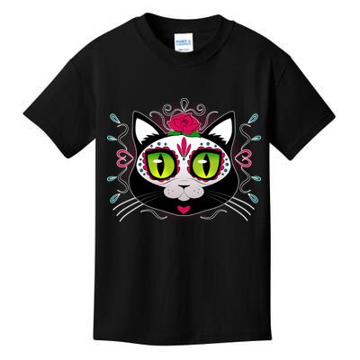 Cool Day Of The Dead Cat Kids T-Shirt