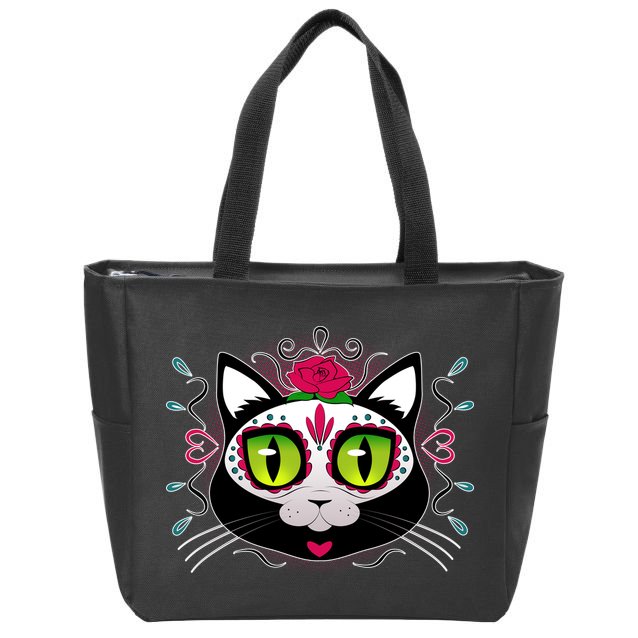 Cool Day Of The Dead Cat Zip Tote Bag