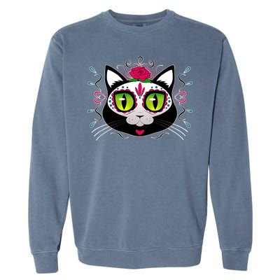 Cool Day Of The Dead Cat Garment-Dyed Sweatshirt