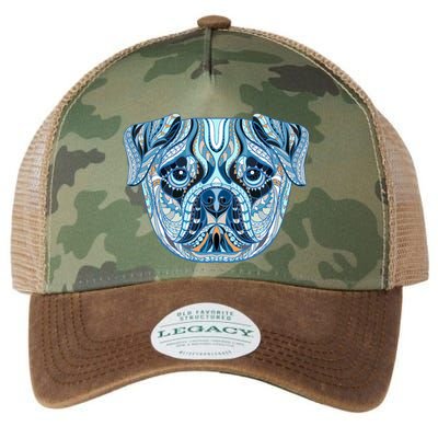 Cool Ethnic Trippy Pug Dog Face Legacy Tie Dye Trucker Hat