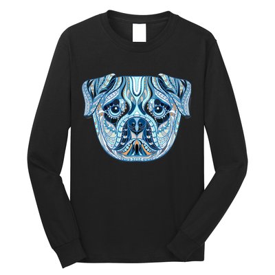 Cool Ethnic Trippy Pug Dog Face Long Sleeve Shirt