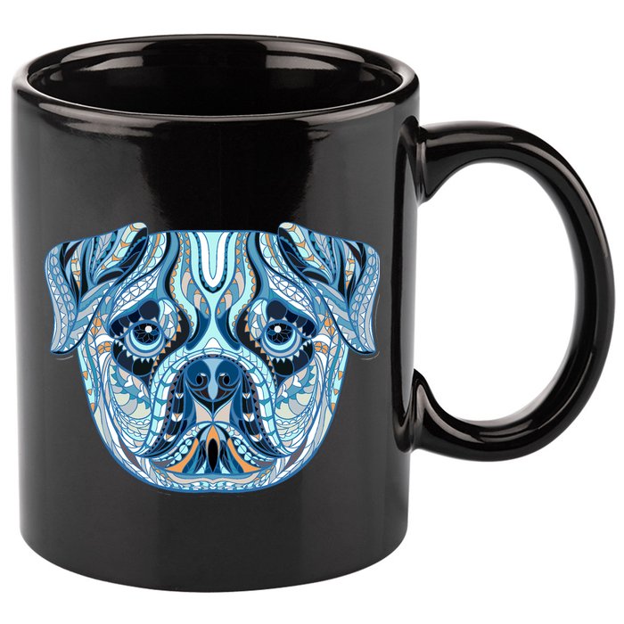 Cool Ethnic Trippy Pug Dog Face 11oz C Handle Ceramic Mug