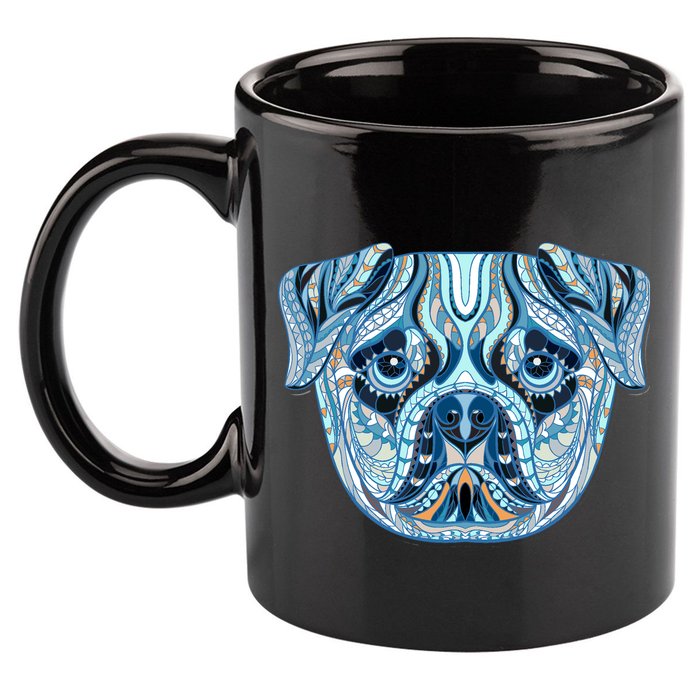 Cool Ethnic Trippy Pug Dog Face 11oz C Handle Ceramic Mug