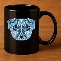 Cool Ethnic Trippy Pug Dog Face 11oz C Handle Ceramic Mug