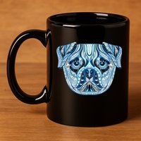 Cool Ethnic Trippy Pug Dog Face 11oz C Handle Ceramic Mug