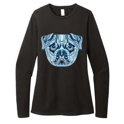 Cool Ethnic Trippy Pug Dog Face Womens CVC Long Sleeve Shirt