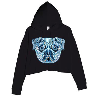 Cool Ethnic Trippy Pug Dog Face Crop Fleece Hoodie