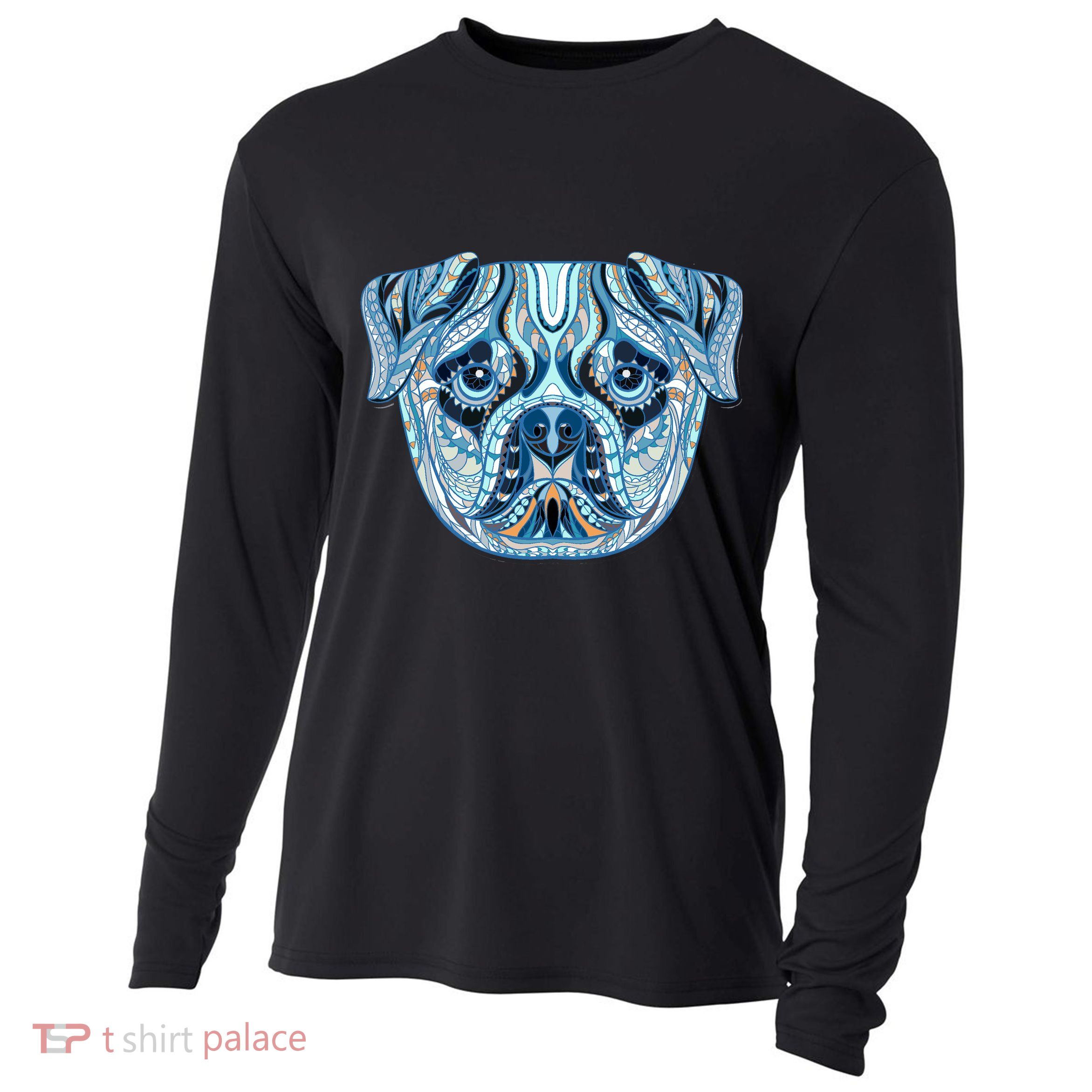 Cool Ethnic Trippy Pug Dog Face Cooling Performance Long Sleeve Crew