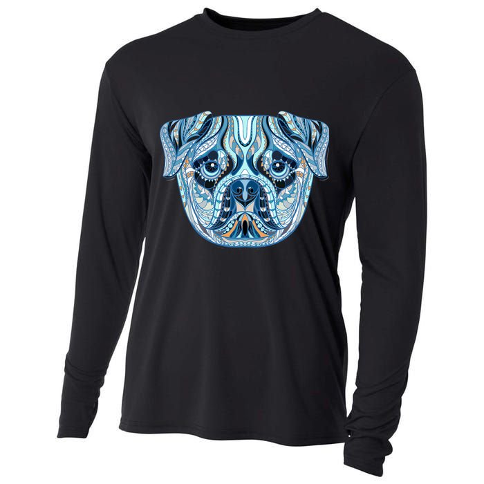 Cool Ethnic Trippy Pug Dog Face Cooling Performance Long Sleeve Crew