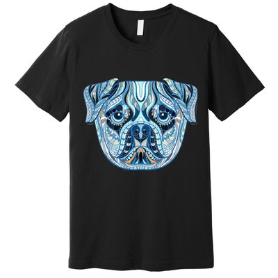 Cool Ethnic Trippy Pug Dog Face Premium T-Shirt