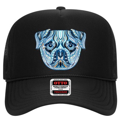 Cool Ethnic Trippy Pug Dog Face Trucker Hat