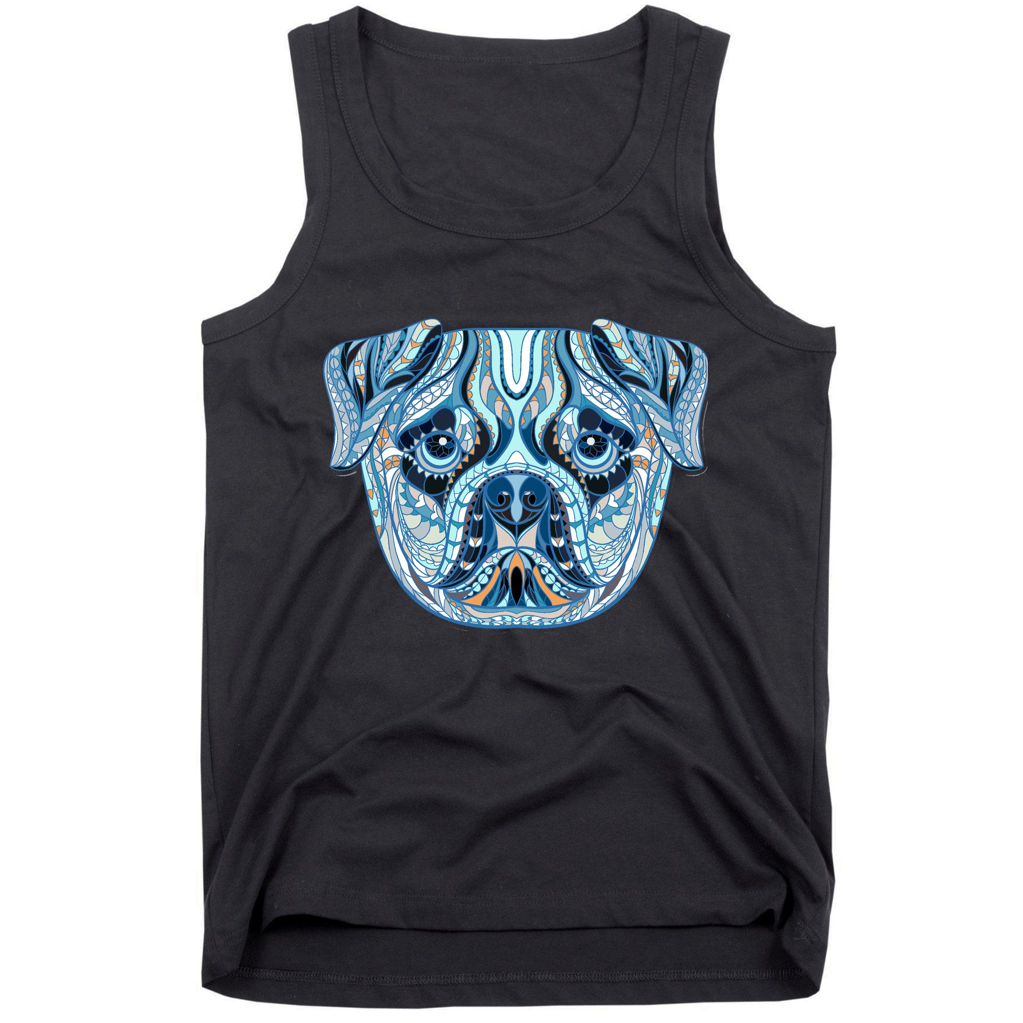 Cool Ethnic Trippy Pug Dog Face Tank Top