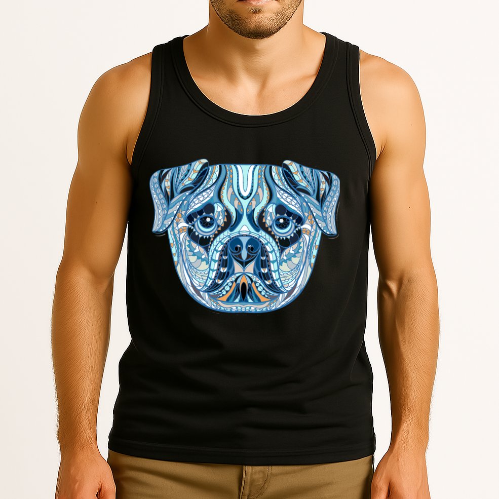 Cool Ethnic Trippy Pug Dog Face Tank Top