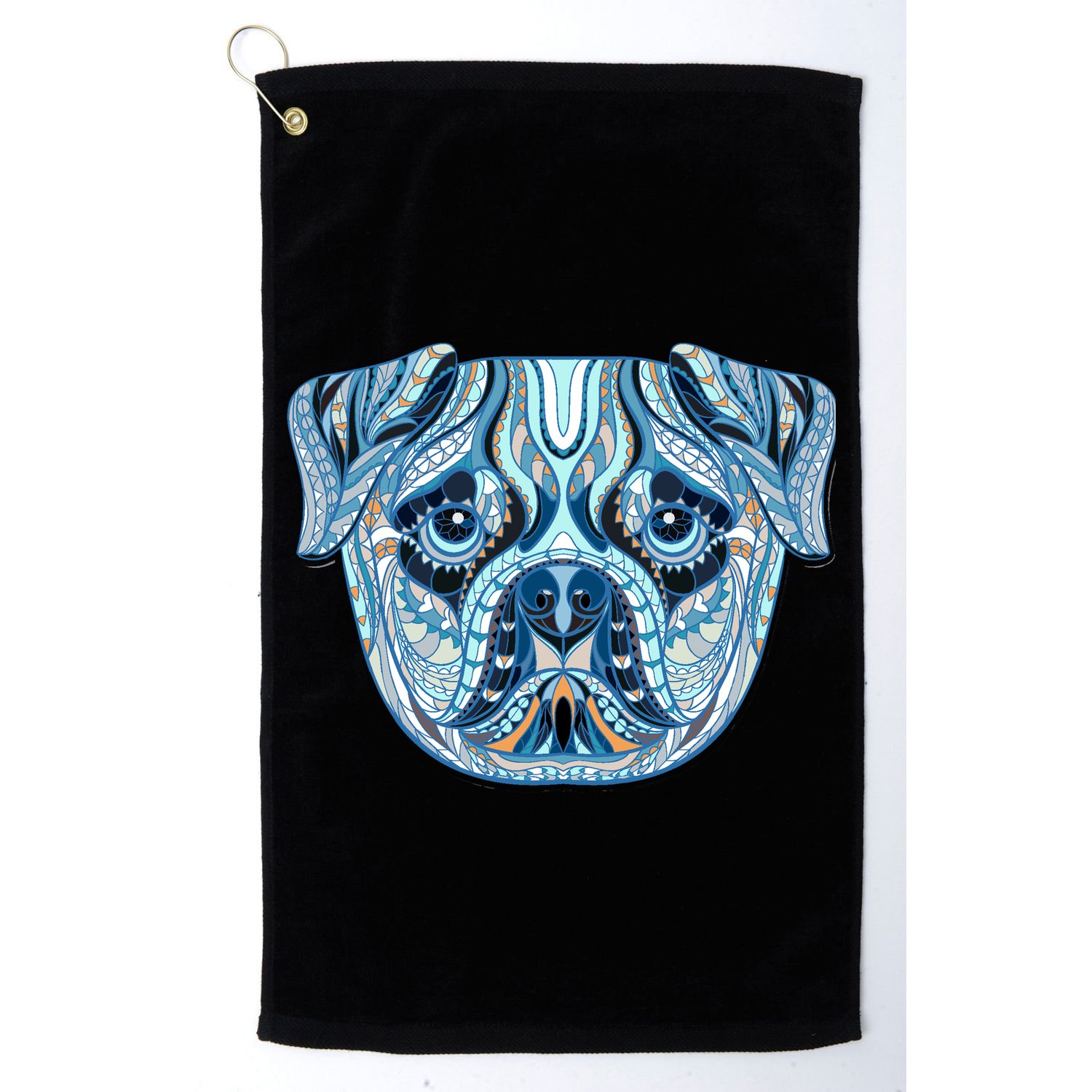 Cool Ethnic Trippy Pug Dog Face Golf Towel