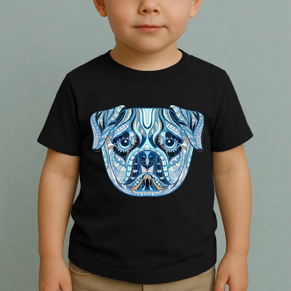 Cool Ethnic Trippy Pug Dog Face Toddler T-Shirt