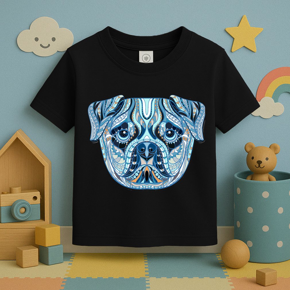 Cool Ethnic Trippy Pug Dog Face Toddler T-Shirt