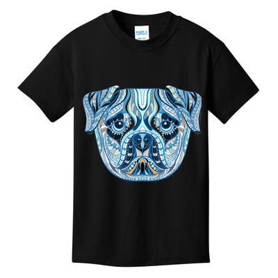 Cool Ethnic Trippy Pug Dog Face Kids T-Shirt
