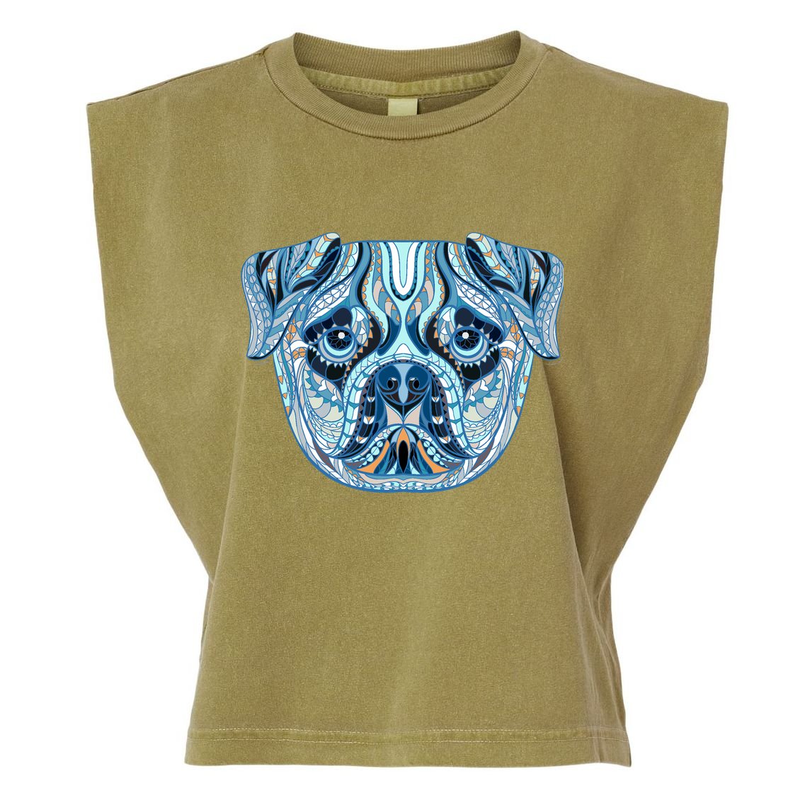 Cool Ethnic Trippy Pug Dog Face Garment-Dyed Women's Muscle Tee