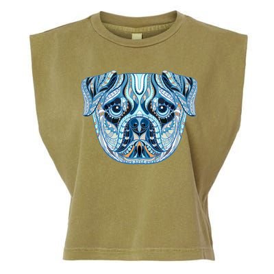 Cool Ethnic Trippy Pug Dog Face Garment-Dyed Women's Muscle Tee