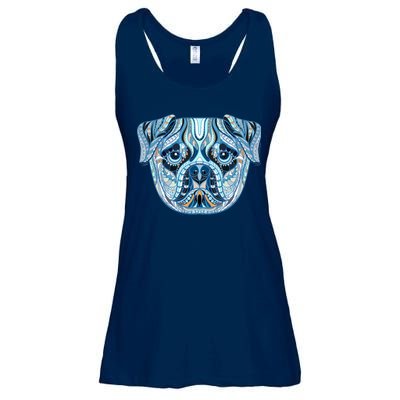 Cool Ethnic Trippy Pug Dog Face Ladies Essential Flowy Tank