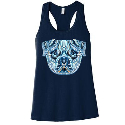 Cool Ethnic Trippy Pug Dog Face Women's Racerback Tank