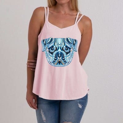 Cool Ethnic Trippy Pug Dog Face Women's Strappy Tank