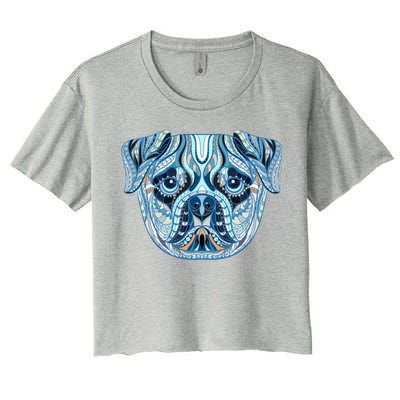 Cool Ethnic Trippy Pug Dog Face Women's Crop Top Tee