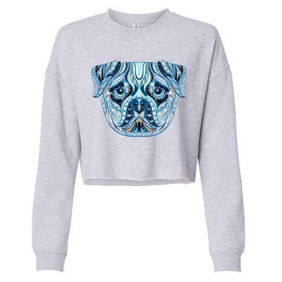 Cool Ethnic Trippy Pug Dog Face Cropped Pullover Crew