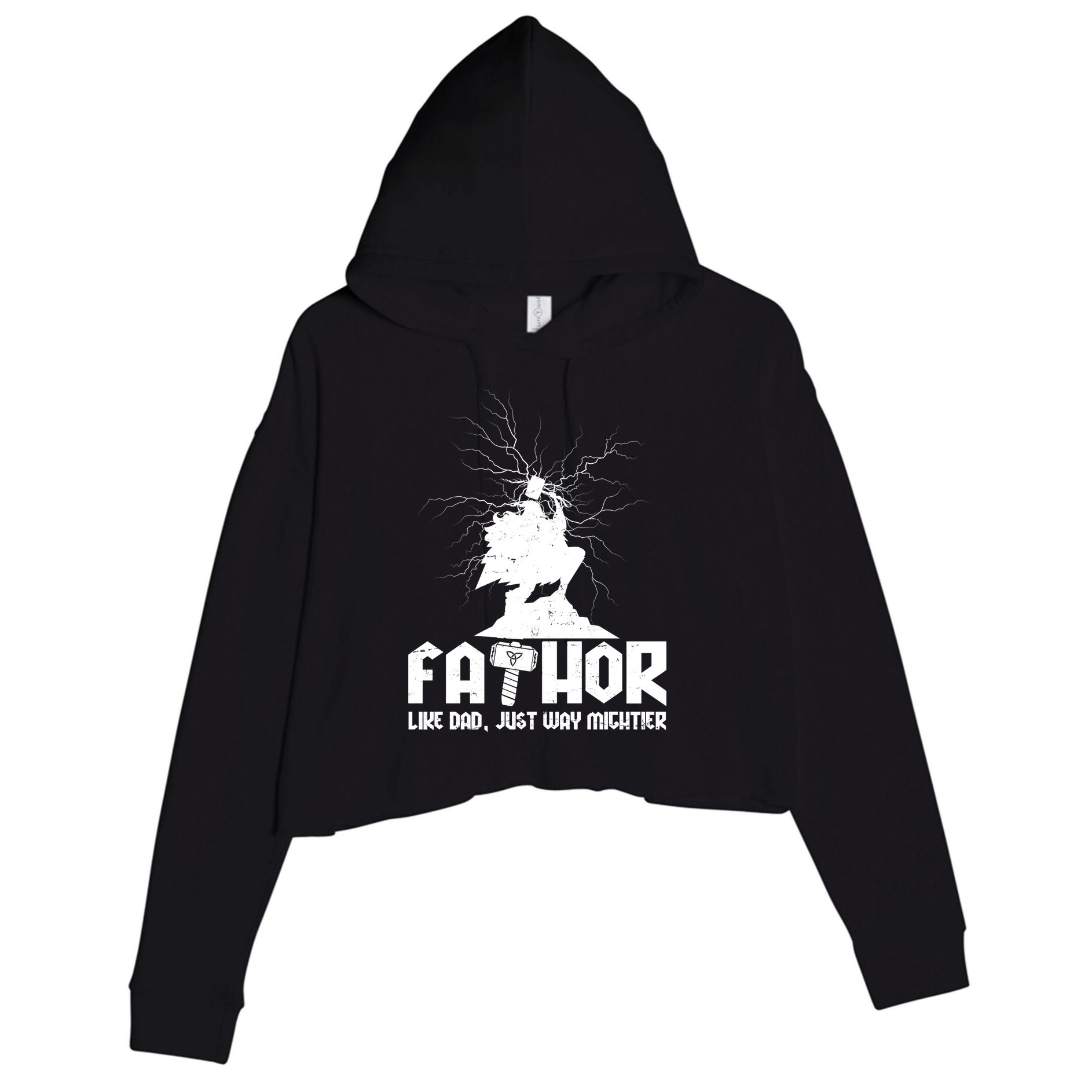 Cool Father's Day Mighty FATHOR  Crop Fleece Hoodie