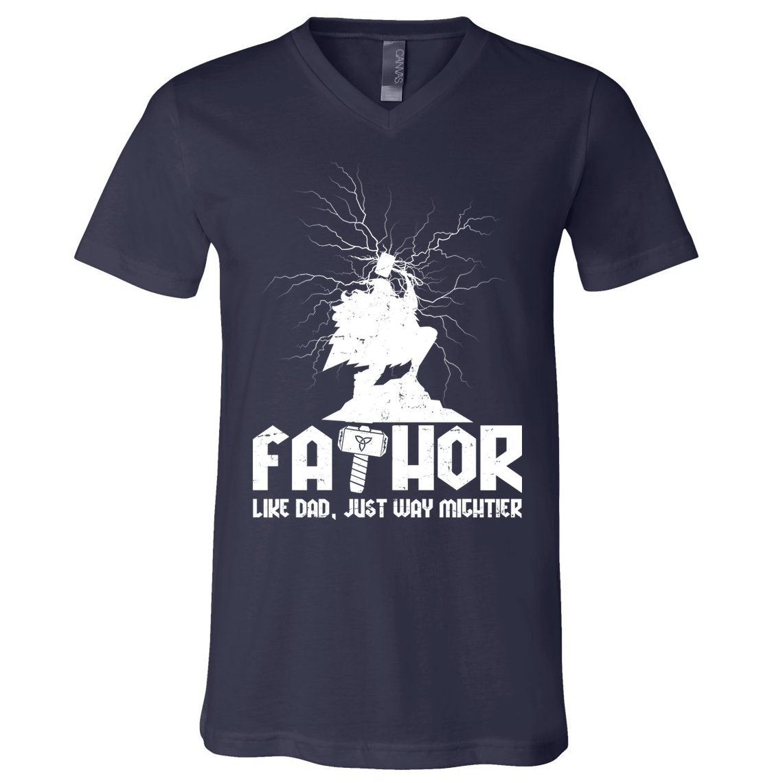 Cool Father's Day Mighty FATHOR  V-Neck T-Shirt