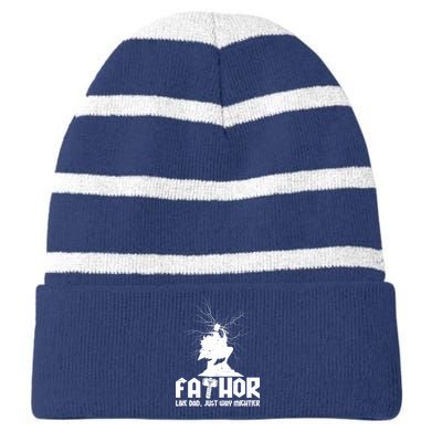 Cool Father's Day Mighty FATHOR  Striped Beanie with Solid Band