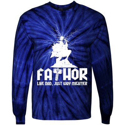 Cool Father's Day Mighty FATHOR  Tie-Dye Long Sleeve Shirt