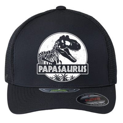 Cool Father's Day Papasaurus Emblem Flexfit Unipanel Trucker Cap