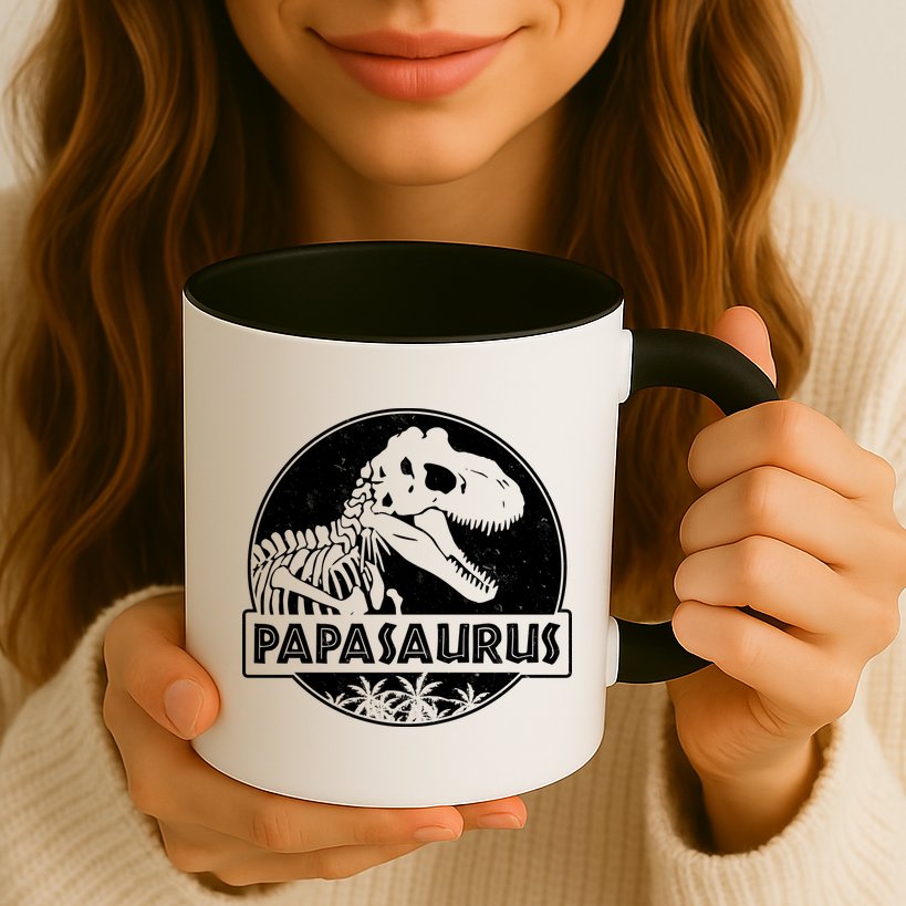 Cool Father's Day Papasaurus Emblem Mug
