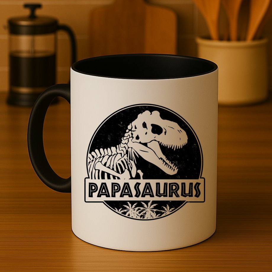 Cool Father's Day Papasaurus Emblem Mug