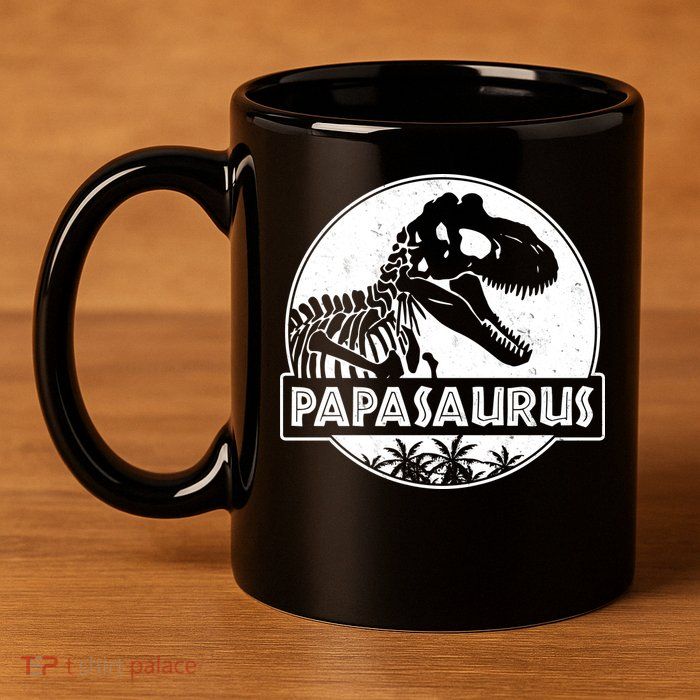 Cool Father's Day Papasaurus Emblem 11oz C Handle Ceramic Mug
