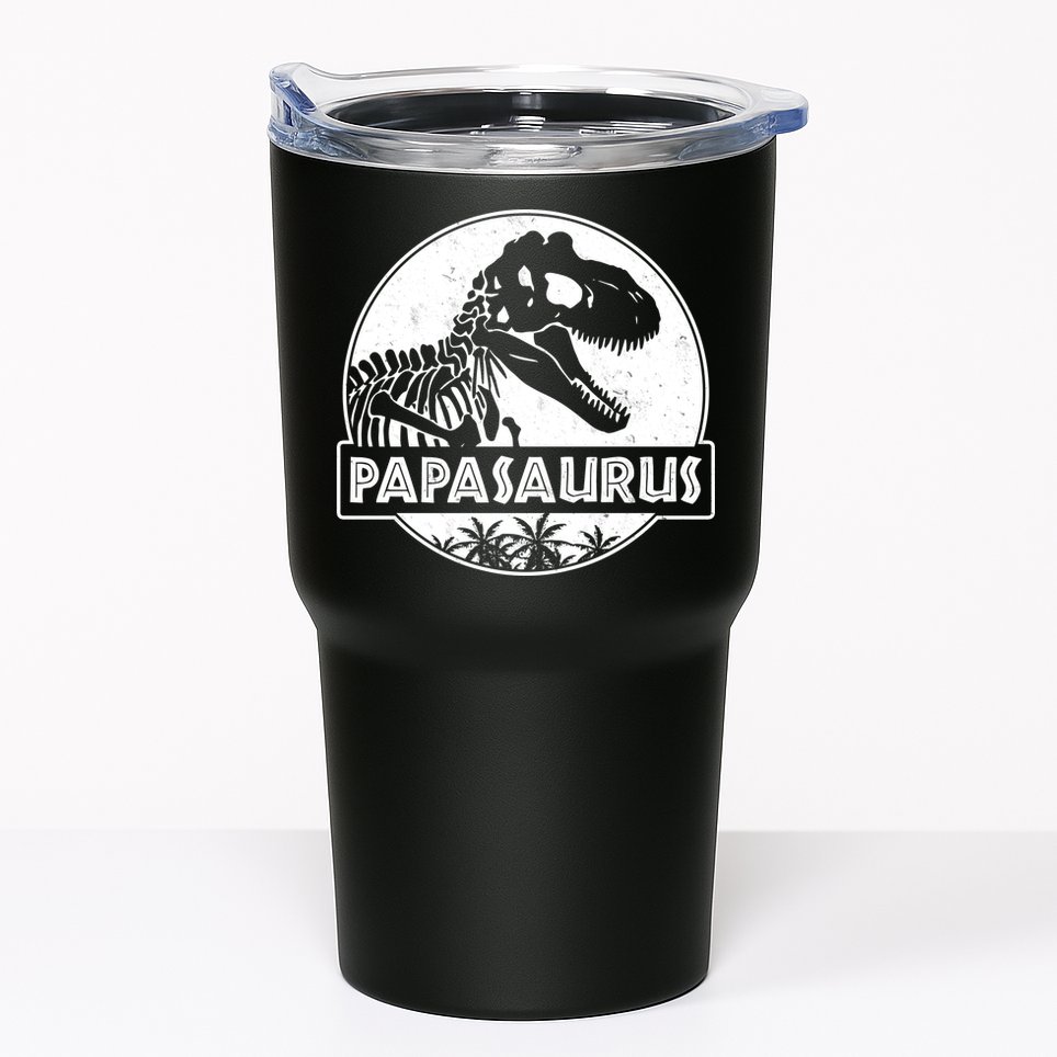 Cool Father's Day Papasaurus Emblem Tumbler