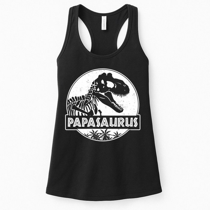 Cool Father's Day Papasaurus Emblem Womens Tank Top