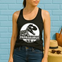 Cool Father's Day Papasaurus Emblem Womens Tank Top