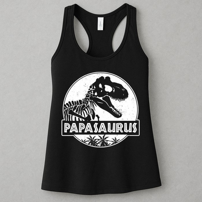 Cool Father's Day Papasaurus Emblem Womens Tank Top