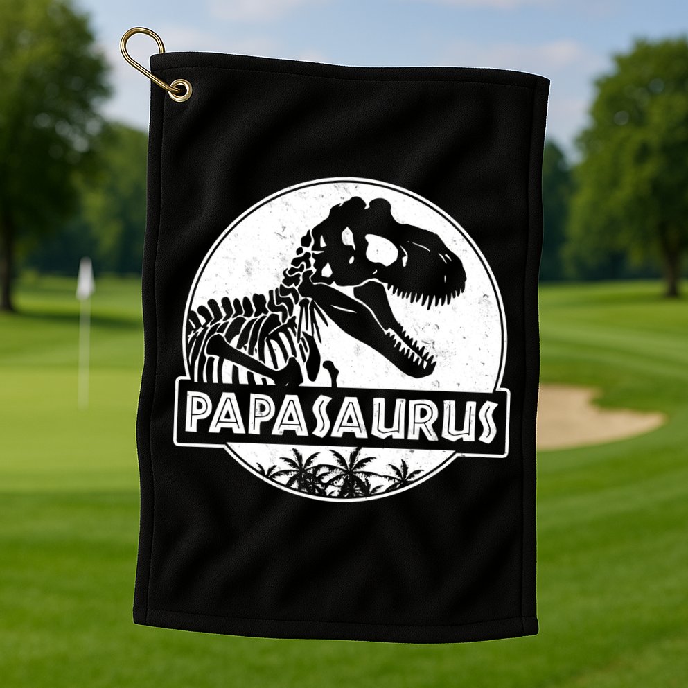 Cool Father's Day Papasaurus Emblem Golf Towel