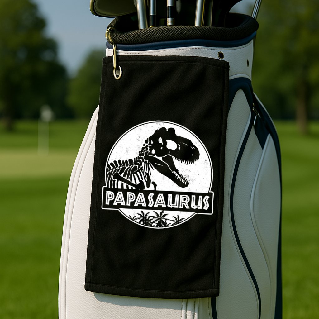 Cool Father's Day Papasaurus Emblem Golf Towel
