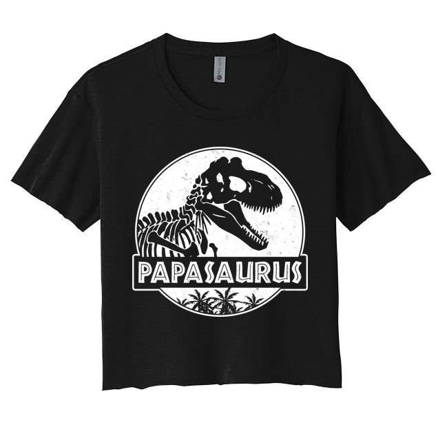 Cool Father's Day Papasaurus Emblem Women's Crop Top Tee