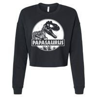 Cool Father's Day Papasaurus Emblem Cropped Pullover Crew