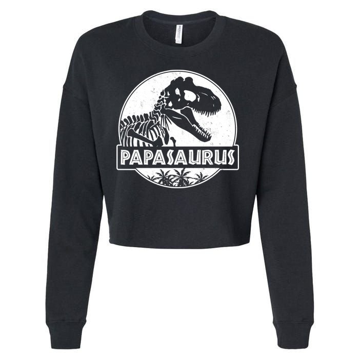 Cool Father's Day Papasaurus Emblem Cropped Pullover Crew