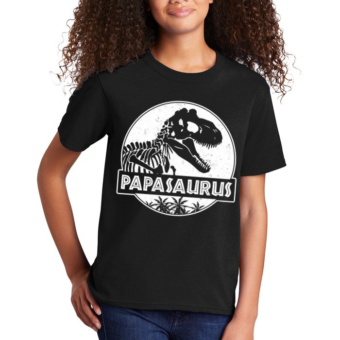 Cool Father's Day Papasaurus Emblem Kids T-Shirt