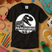 Cool Father's Day Papasaurus Emblem Kids T-Shirt