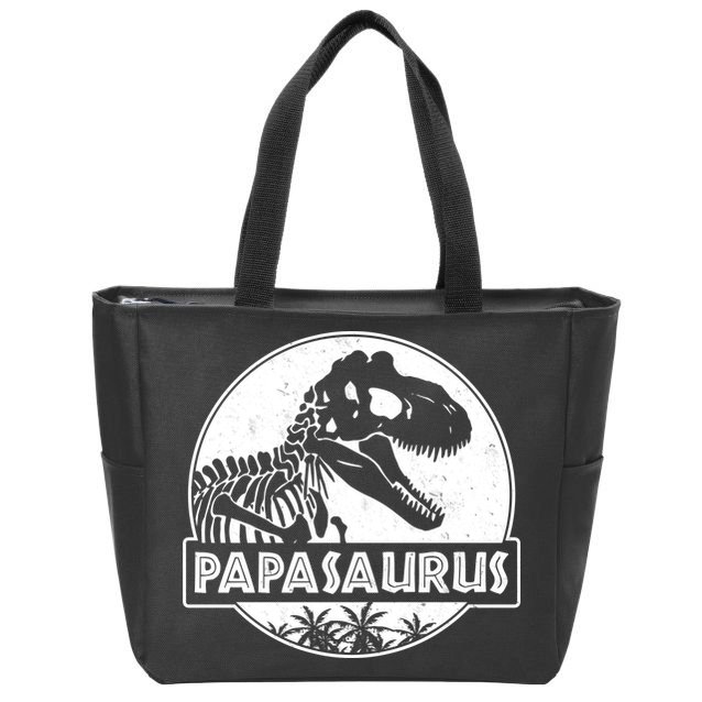Cool Father's Day Papasaurus Emblem Zip Tote Bag