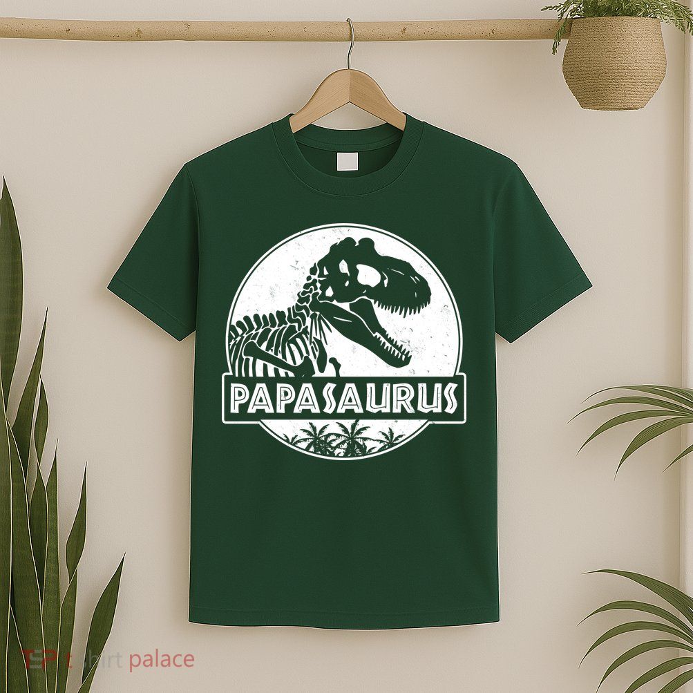 Cool Father's Day Papasaurus Emblem T-Shirt