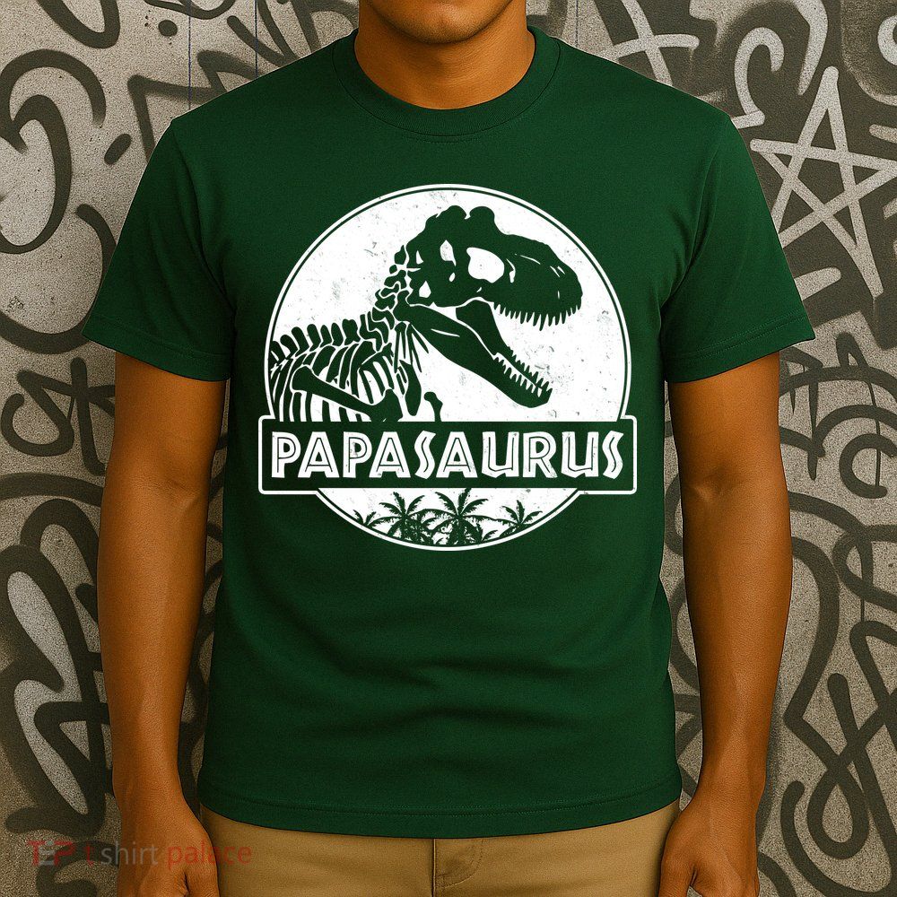 Cool Father's Day Papasaurus Emblem T-Shirt